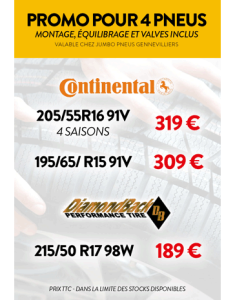 Promotions sur les pneus Continental chez Jumbo Pneus Gennevilliers