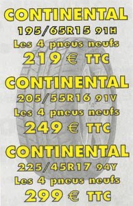 Promotion pneus continental