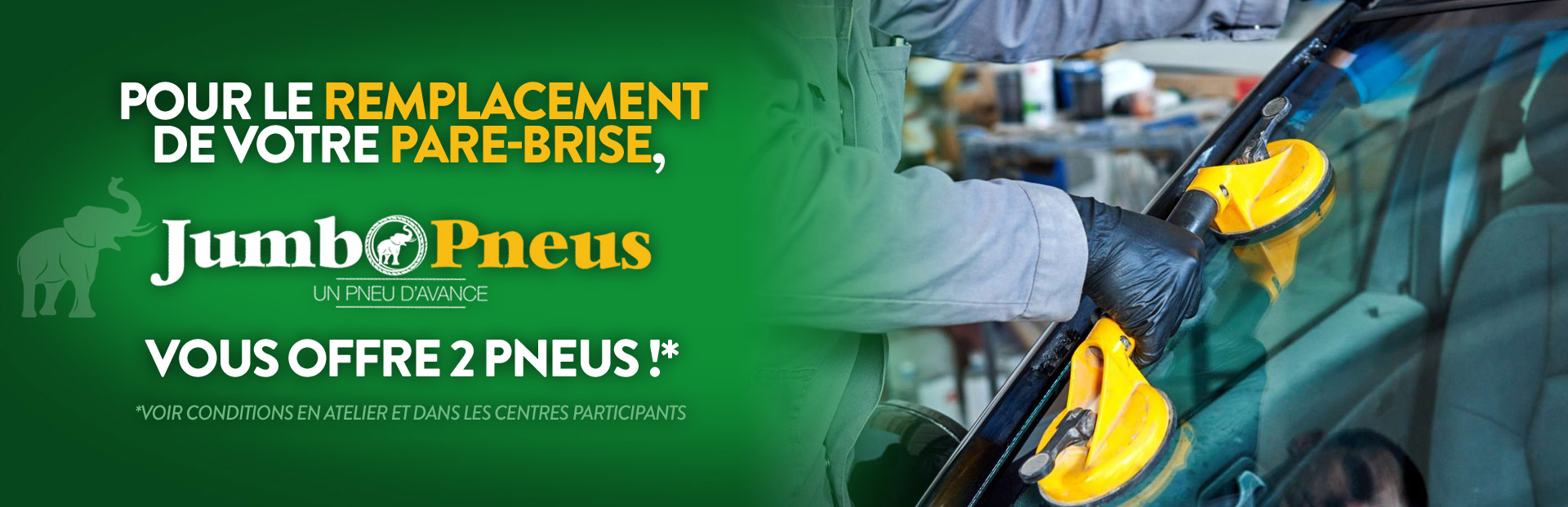 Pneus offerts pour changement de pare brise