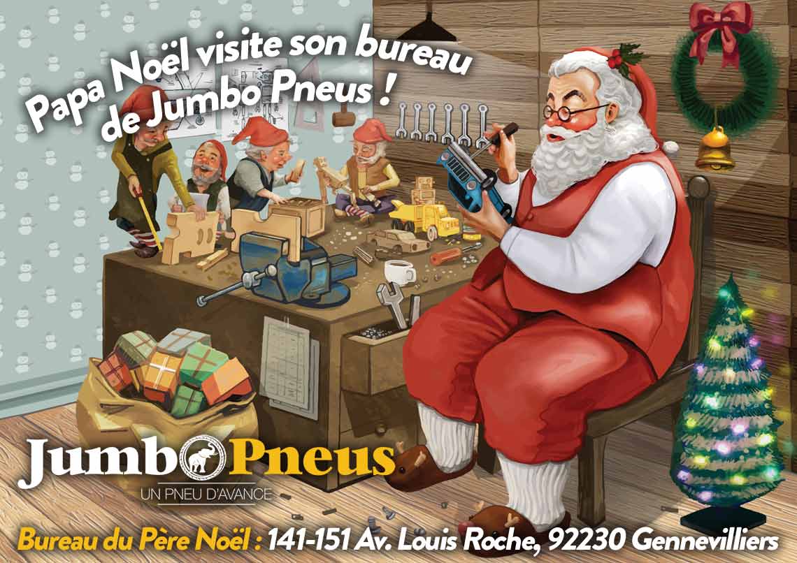 Venez voir le Père-Noël à son bureau de Jumbo Pneus Gennevilliers !